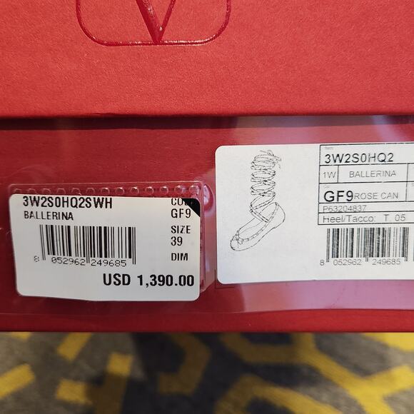 Valentino Rockstud Satin blush ballerina shoes size 39 - Picture 8 of 9